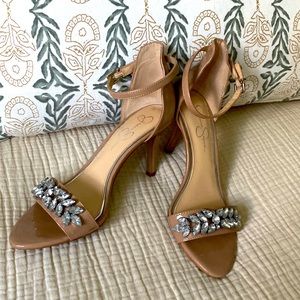 Jessica Simpson nude ankle-strap diamond high-heals. Women’s size 7 1/2